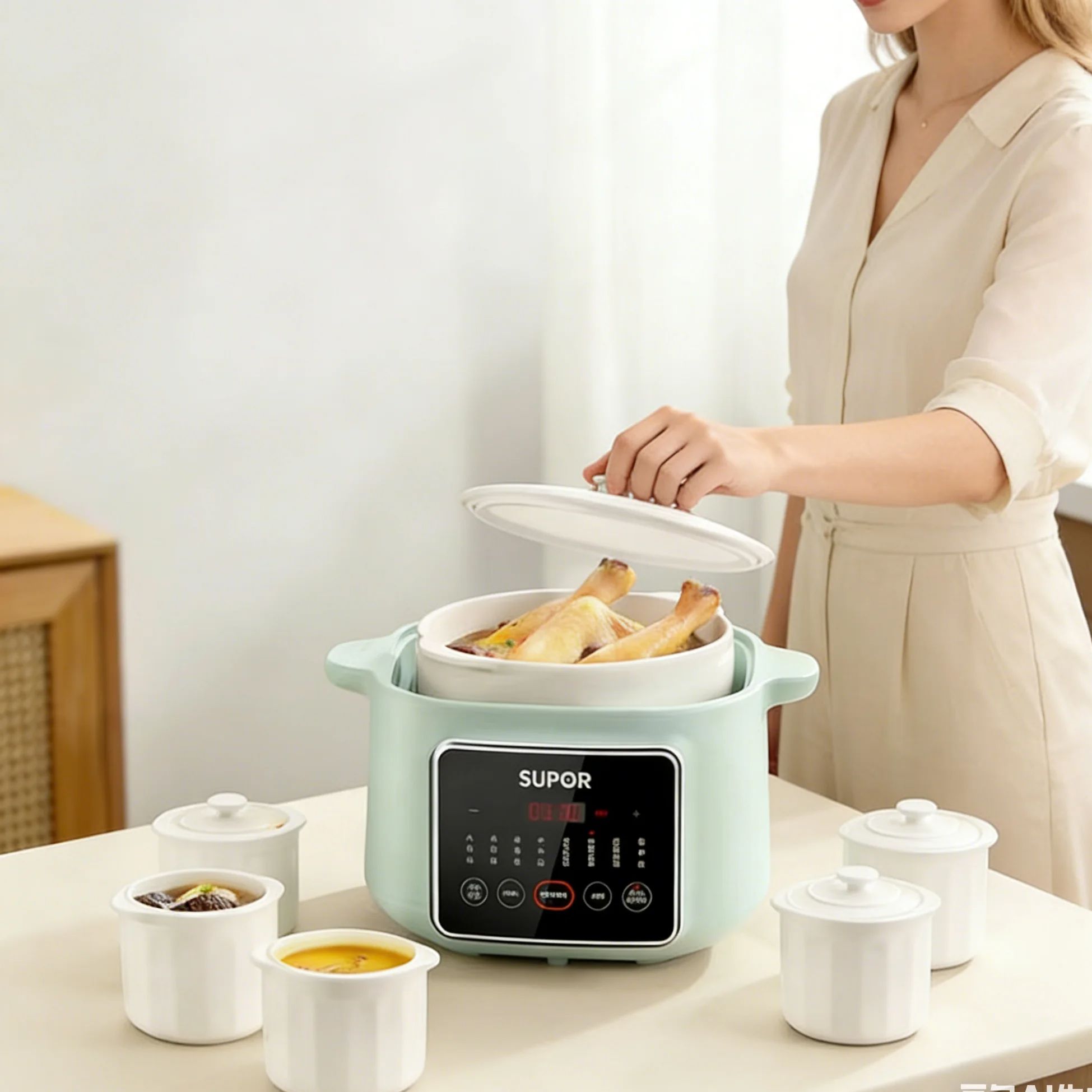 Baby Food Home - SUPOR 세라믹 다기능 슬로우 쿠커 이중