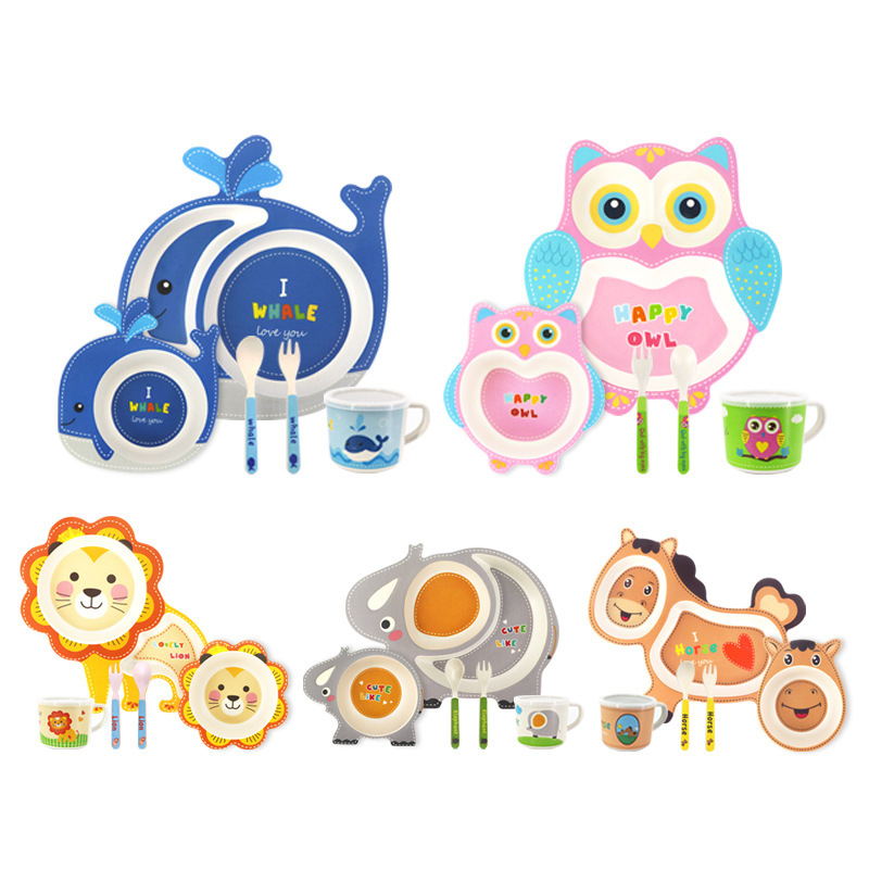 Baby Food With Fiber - 자연 대나무 섬유 식기 만화 모양