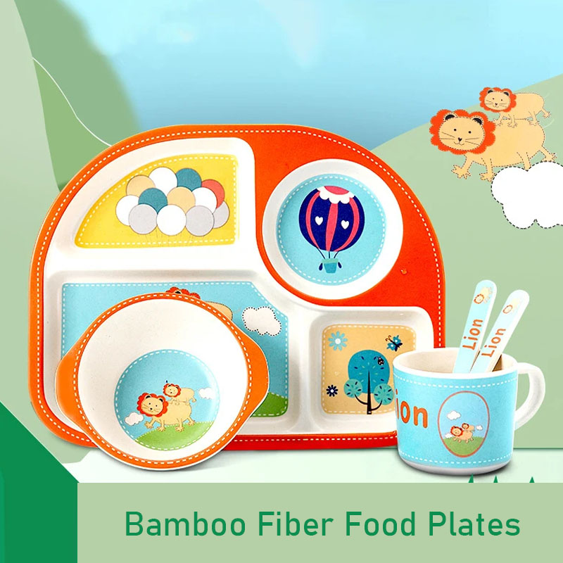 Baby Food With Fiber - 파티션이있는 어린이 접시 아기를위한 대나무 섬유