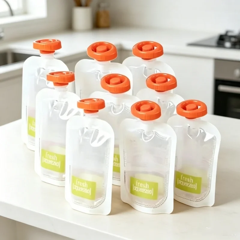 Baby Food Pouches 1 Year Old - 유기농 유아용 수유 파우치 50개 휴대용