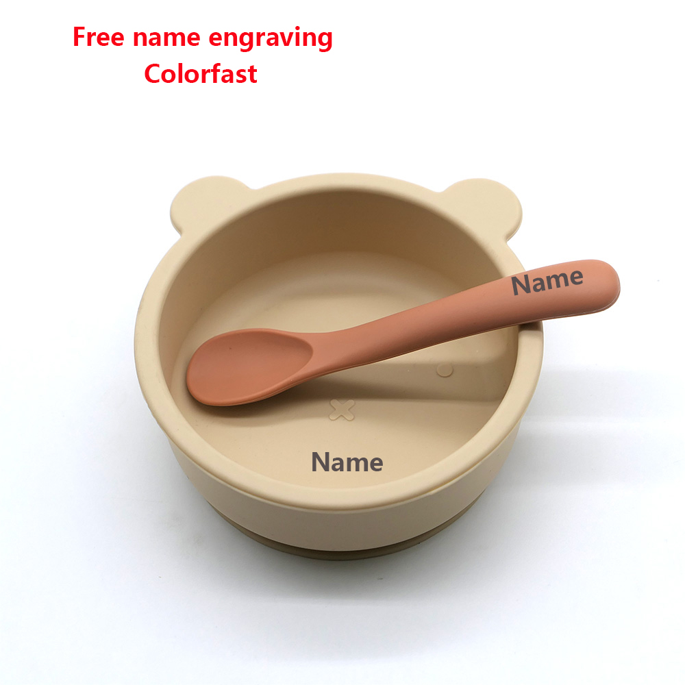 Silicone Suction Bowl - 어린이 식기 세트 그릇 스푼 맞춤형