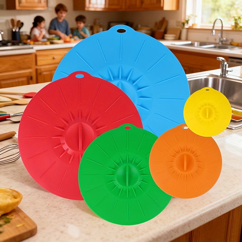 Silicone Suction Bowl - 5피스 실리콘 뚜껑, 내열성 전자레인지용 스플래시