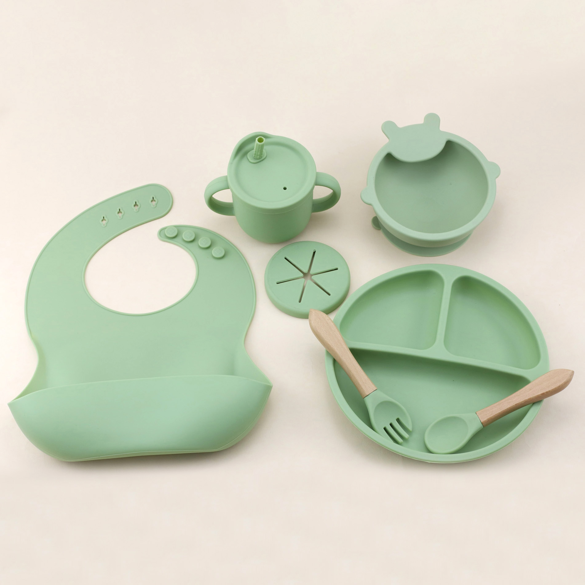 7pcs 실리콘 식기 세트, 아기 턱받이, 식사 접시, - Silicone Suction Bowl 리뷰 및 가격