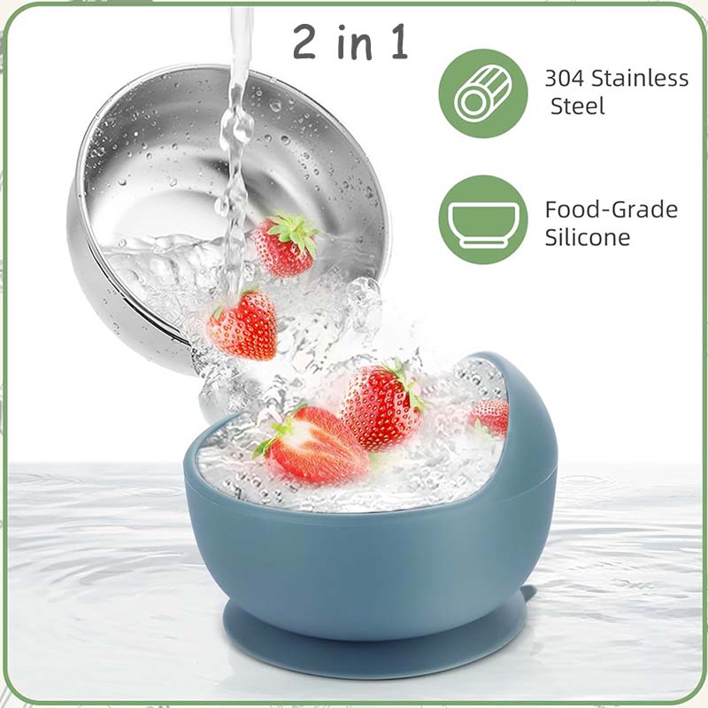 3Pcs 세트 숟가락으로 아기 먹이 그릇 스테인레스 스 - Silicone Suction Bowl 리뷰 및 가격
