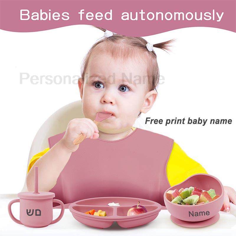 6Pcs 아기 먹이 세트 무료 맞춤 이름 어린이 실리콘 - Silicone Suction Bowl 리뷰 및 가격