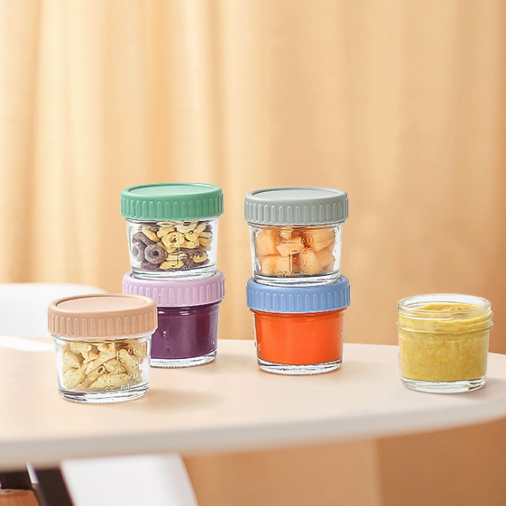 6개 유리 아기 음식 용기 뚜껑 포함 재사용 가능 소스 - Baby Food Jars 리뷰 및 가격