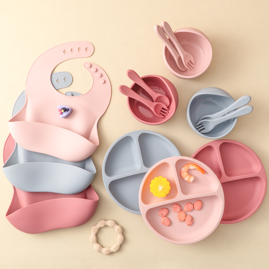 5Pcs 아기 실리콘 먹이 세트 어린이를위한 라운드 식 - Silicone Suction Bowl 리뷰 및 가격