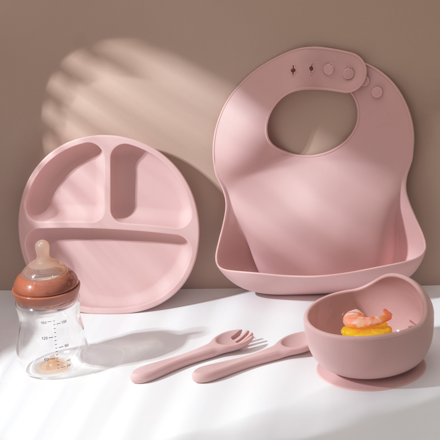 5Pcs 아기 실리콘 먹이 세트 어린이를위한 라운드 식 - Silicone Suction Bowl 리뷰 및 가격
