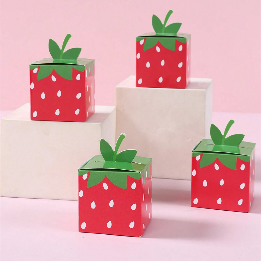 10Pcs 달콤한 과일 딸기 테마 종이 쿠키 사탕 상자 - Baby Food Ideas 리뷰 및 가격