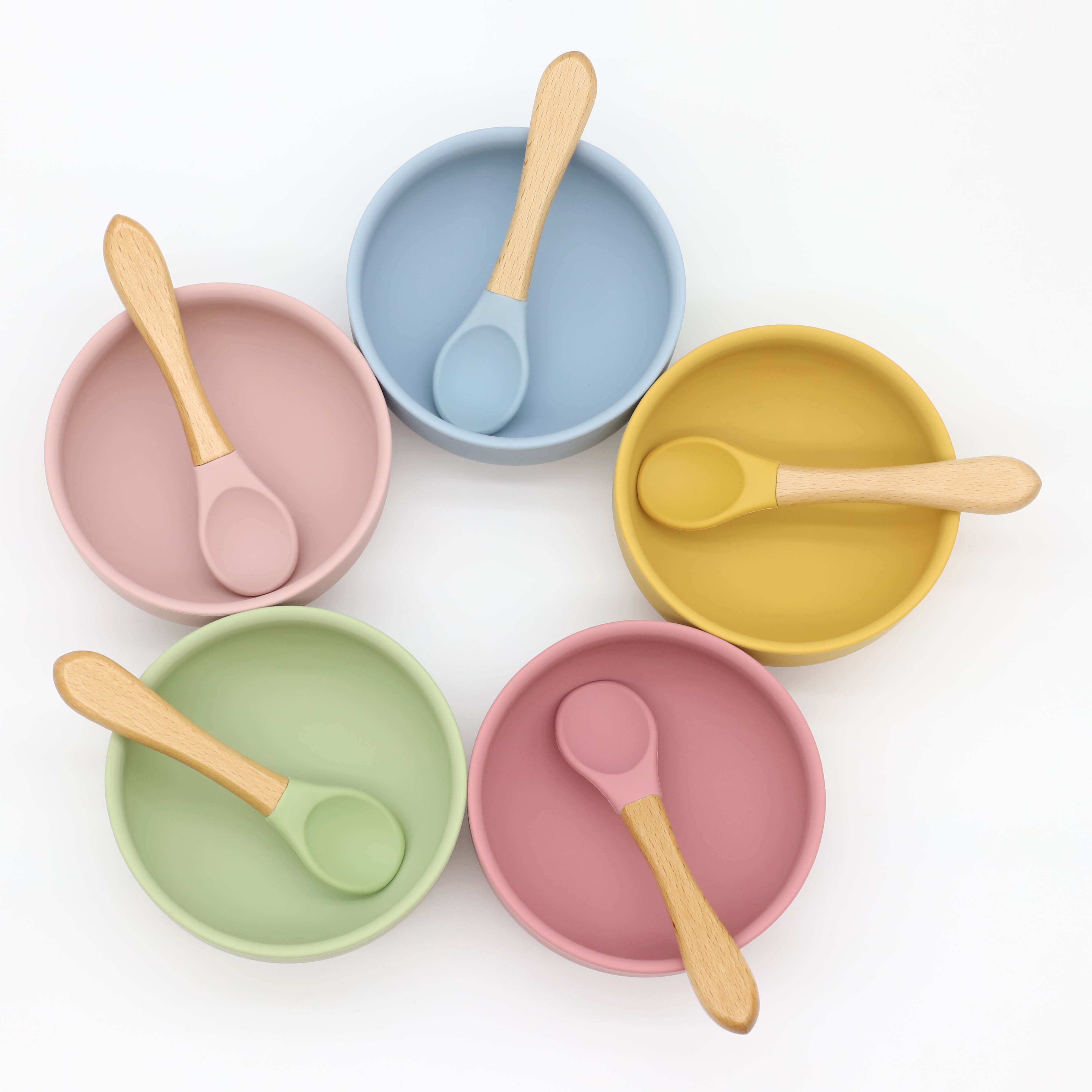 흡착컵이 있는 실리콘 그릇, 나무 손잡이 숟가락, 이유 - Silicone Suction Bowl 리뷰 및 가격
