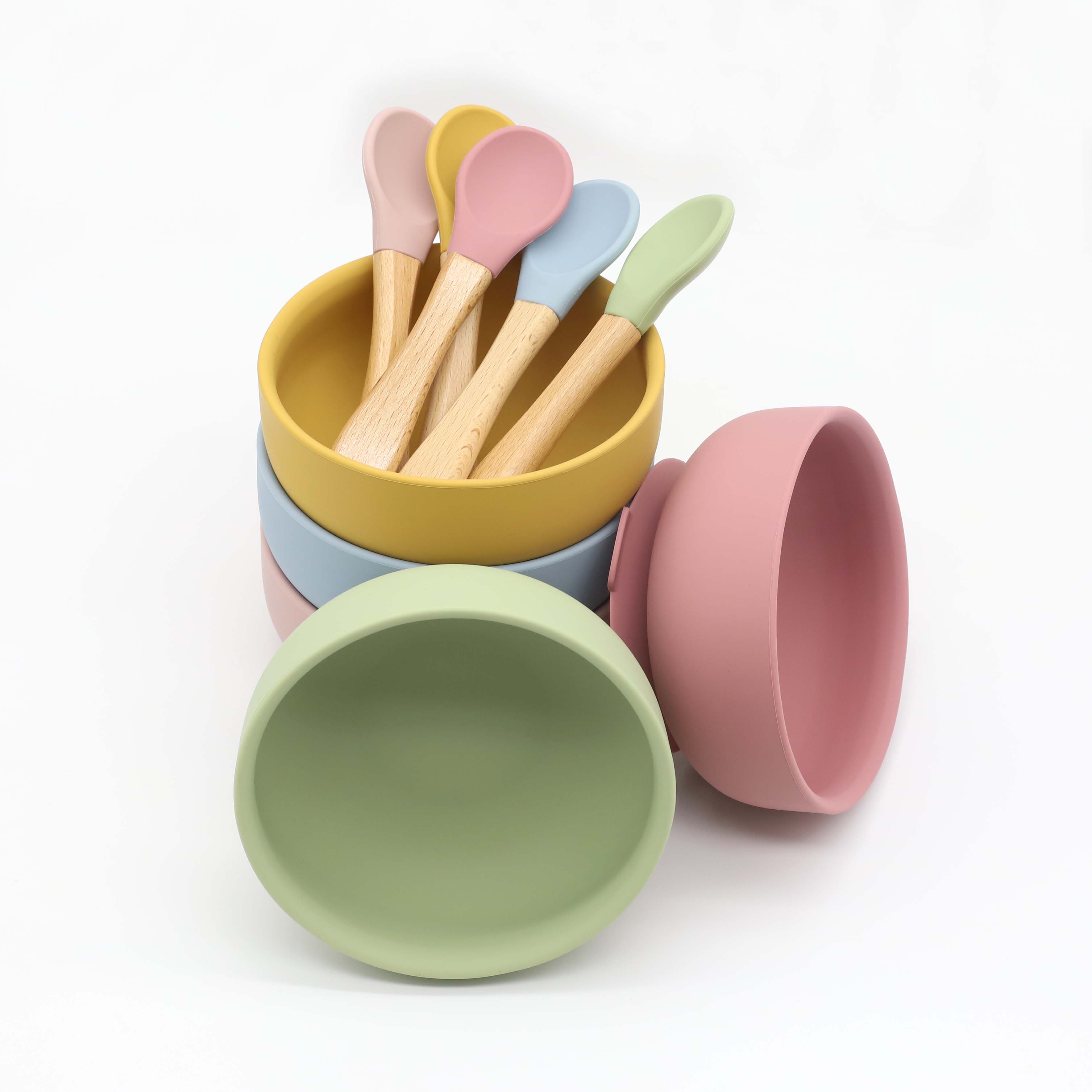 흡착컵이 있는 실리콘 그릇, 나무 손잡이 숟가락, 이유 - Silicone Suction Bowl 리뷰 및 가격