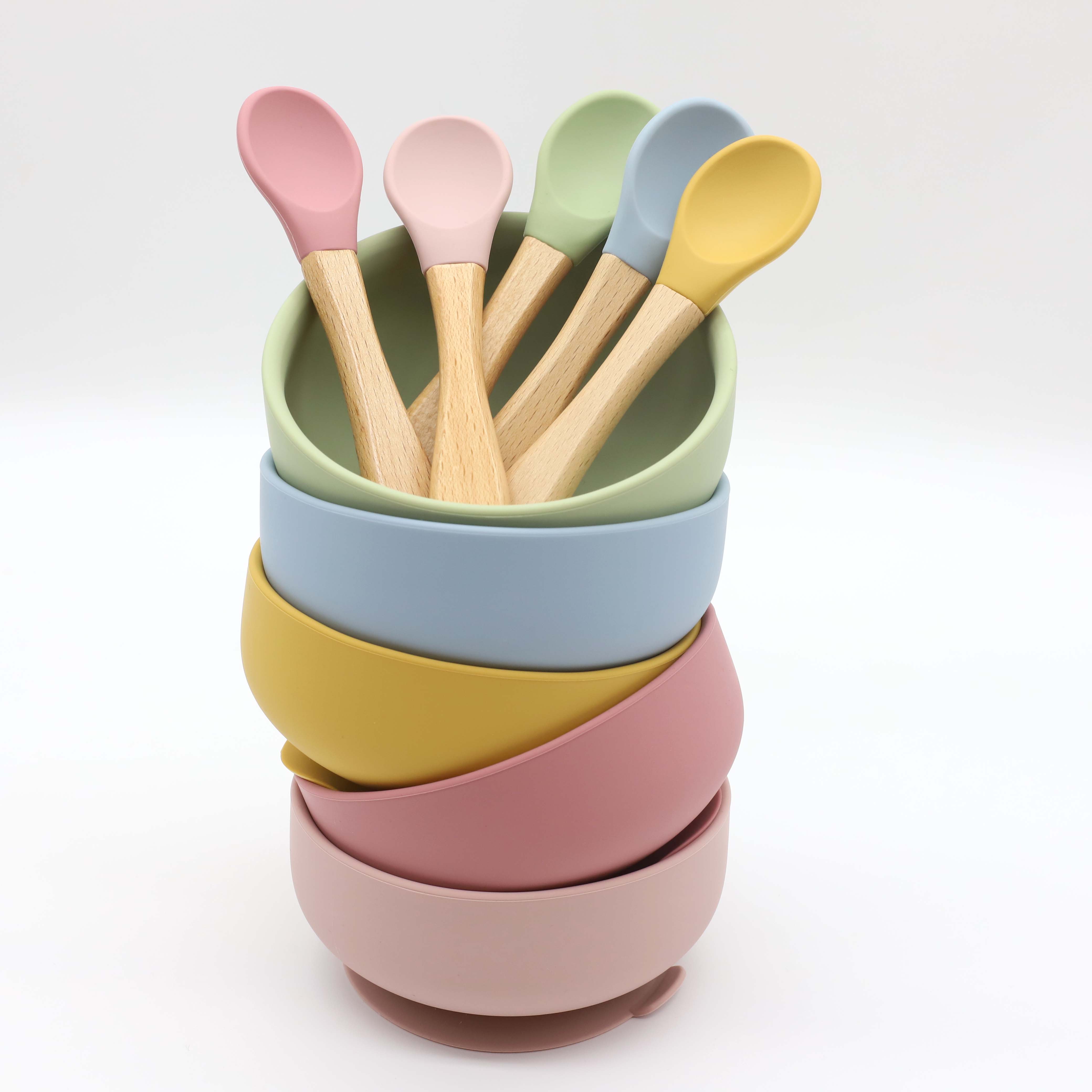 흡착컵이 있는 실리콘 그릇, 나무 손잡이 숟가락, 이유 - Silicone Suction Bowl 리뷰 및 가격