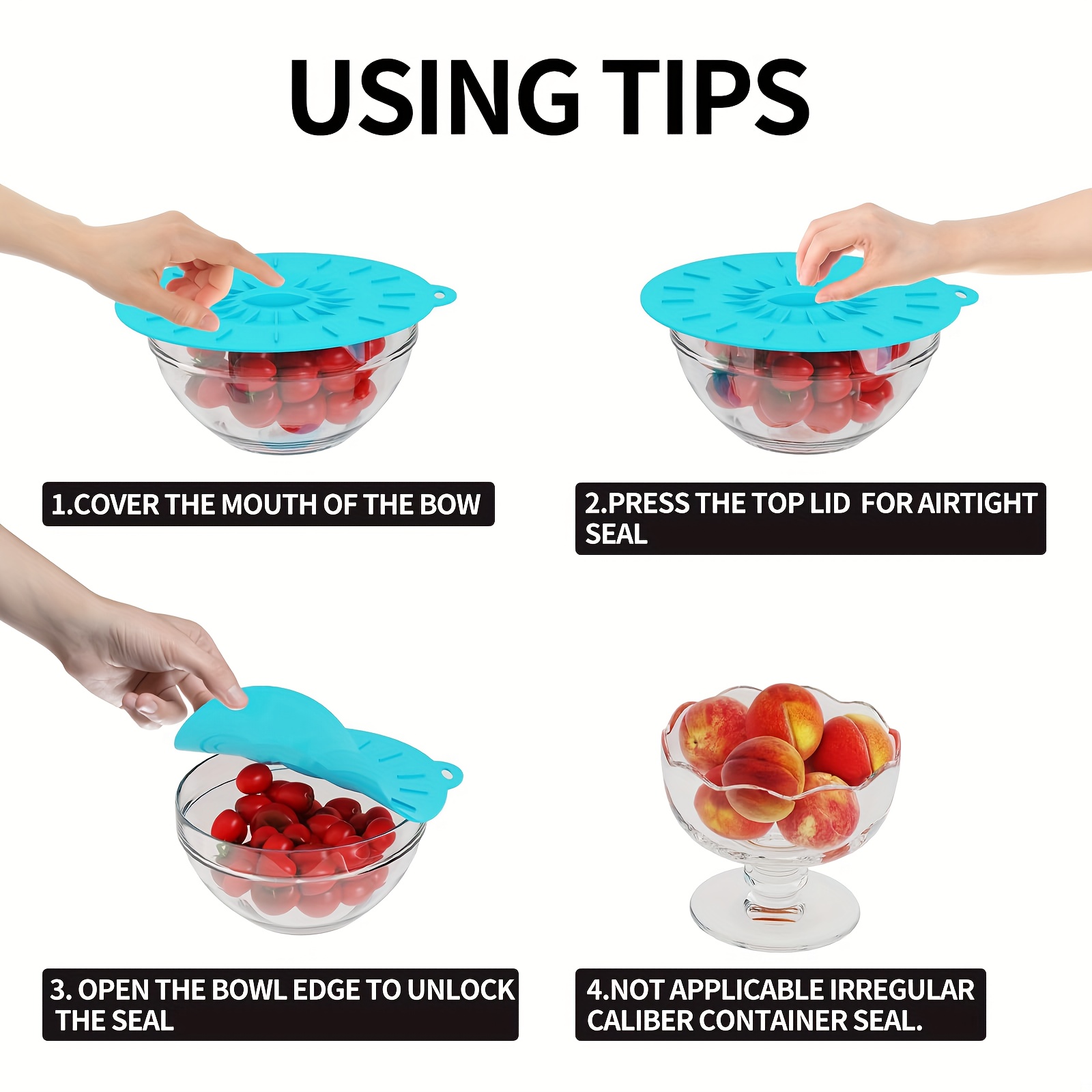 5피스 실리콘 뚜껑, 내열성 전자레인지용 스플래시 방지 - Silicone Suction Bowl 리뷰 및 가격