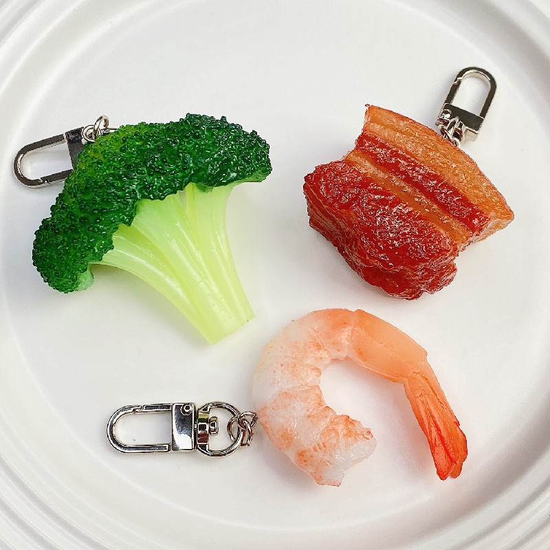 시뮬레이션 음식 키 체인 찐 돼지 고기 브로콜리 갈비  - Baby Food Shrimp 리뷰 및 가격